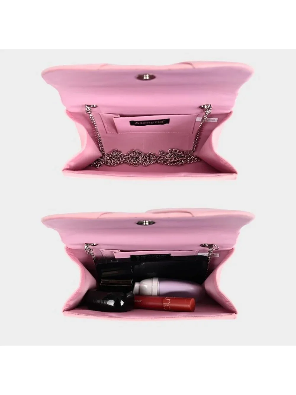 Women's Pink Faux Suede Pleated Bow Clutch Purse For With Strap Evening Bag